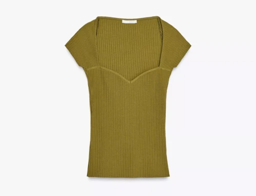 Zara TOP I RIB MED HJERTEUDSKÆRING str. s
