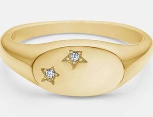 Star Oval Signet Ring 18K Guldbelagt str. 56